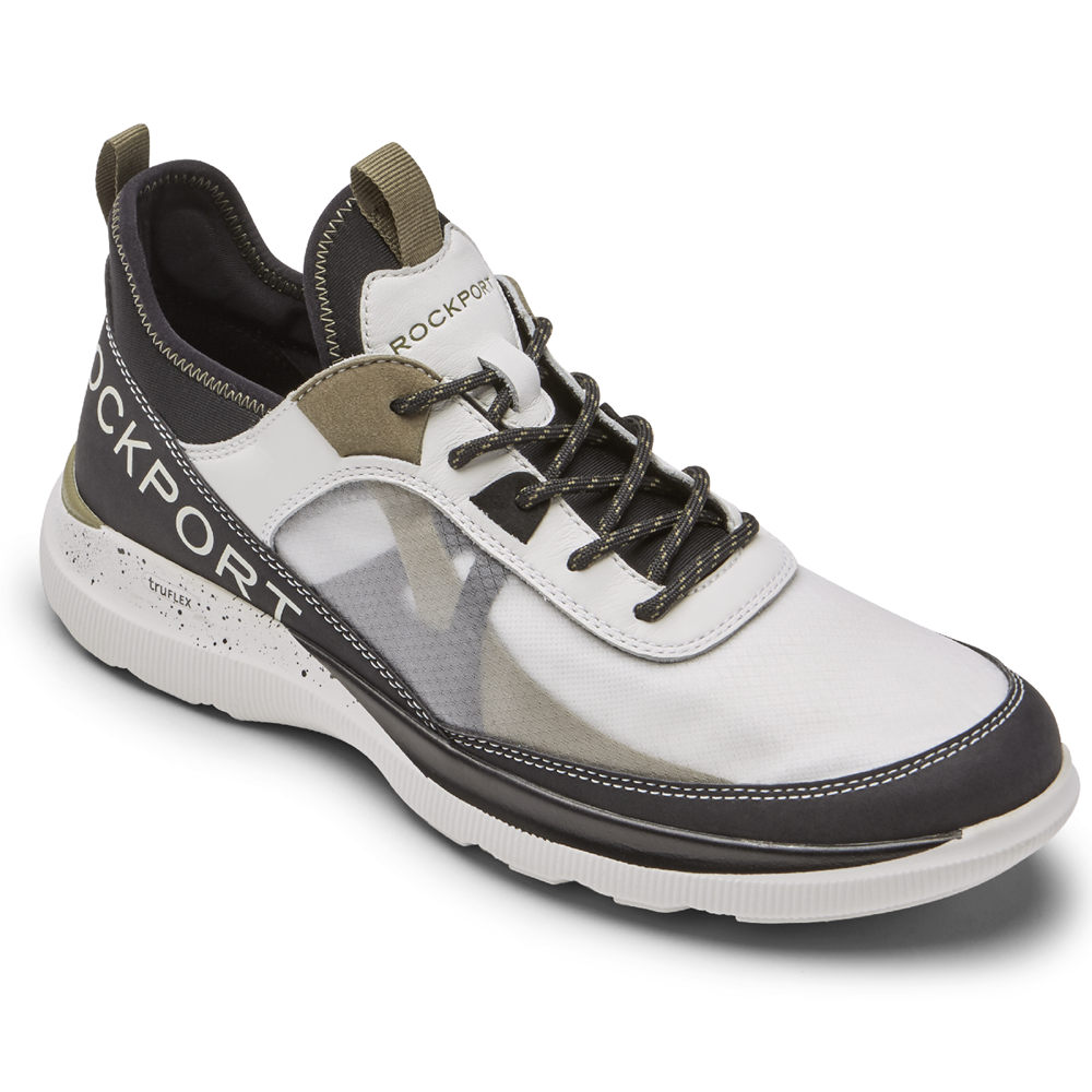 Tenis Rockport Homem Branco/Pretas - Truflex Hybrid Mudguard Tie - 67123BANT